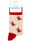 Edit Five women’s Christmas dachshund socks with a playful sausage dog print, warm wool-blend fabric and comfortable stretch fit—ideal as a stocking filler or Secret Santa gift.