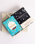 Thank you treat box with Love cocoa thank you chocolate slab, space self-heating eye mask and 3x scented tea lights. Perfect for mum, dad, sister, friend, employee, client, daughter, son.