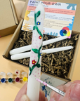 Paint your own candles, paint your own candle kit, adult craft kit, adult crafts, painting candles, painting kit, paint your own candles box, craft kit, craft box, painting candles, date night idea, hen party activity, date night activity