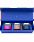“Wishes Just For You” three-candle gift box offering over 36 hours of premium home fragrance—a thoughtful luxury gift for birthdays, thank-yous, housewarmings, congratulations or special occasions.