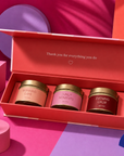 “Wonderful Mum” candle gift box with three luxury fragranced candles, each offering approximately 12 hours of burn time—ideal for Mother’s Day, birthdays, Christmas or thank-you gifts.