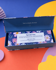 Colourful three-candle gift set featuring roasted coffee and vanilla, fresh bergamot with delicate florals, and warm tobacco leaf, cedarwood and amber fragrances.