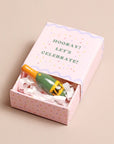 Hooray - let's celebrate Tiny Matchbox Ceramic Champagne Token