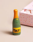 Hooray - let's celebrate Tiny Matchbox Ceramic Champagne Token
