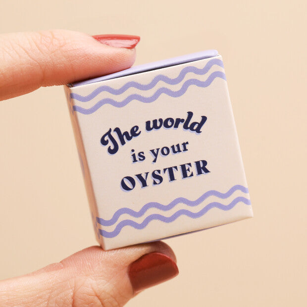 The world is your oyster - Tiny Matchbox Ceramic Pearl Oyster Token