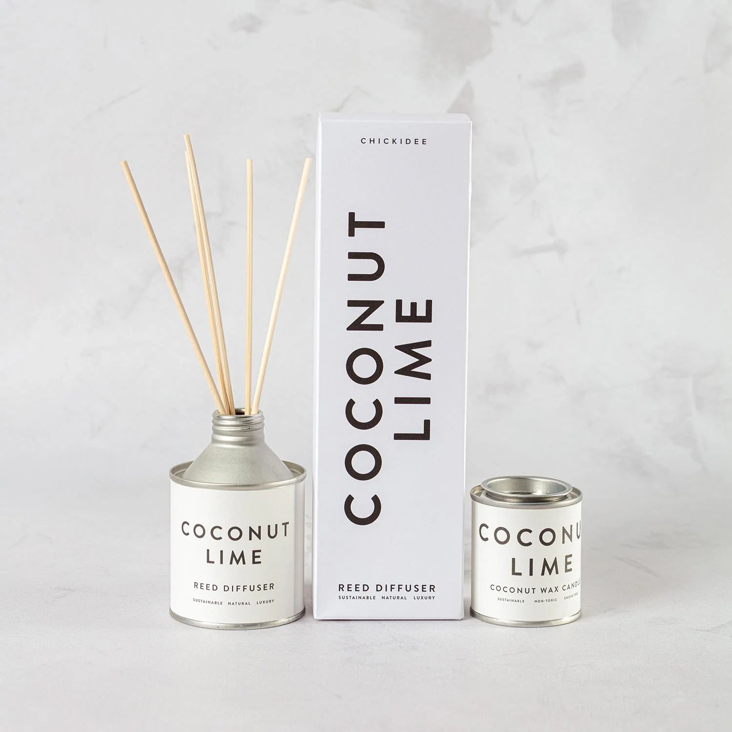 Coconut lime reed diffuser, reed diffuser, modern reed diffuser, white diffuser, luxury reed diffuser, diffusers, luxury diffusers, tin diffuser, perfect gift, beautiful scents, stunning diffuser, chickadee diffusers, chickidee, gifts, smelly gifts, scented gifts, divine diffusers, sustainable diffusers, sustainable gifts, sustainable luxury, natural scents, natural luxury gifts, natural reed diffuser,