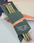 Pencils pack of 3 recycled - ideas green & gold