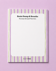 Edit Five “Brain Dump & Breathe” desk notepad with calming lilac stripes, 50 tear-off pages and plenty of writing space for to-do lists, brainstorming, work notes, journalling and busy minds.