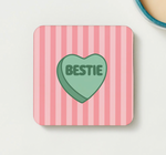 Load image into Gallery viewer, Bestie - pink stripes coaster
