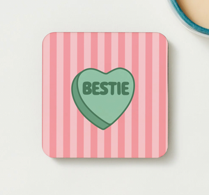 Bestie - pink stripes coaster