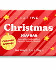 Warming festive artisan soap made in England with cinnamon and sweet orange essential oils, designed for Christmas hampers, gift boxes and cosy winter self-care.