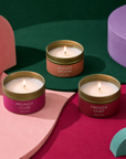 Edit Five luxury candle gift box containing three 80g scented candles in Brunch Club, Seaside Escape and Fireside Chat fragrances, offering over 36 hours of premium home fragrance.
