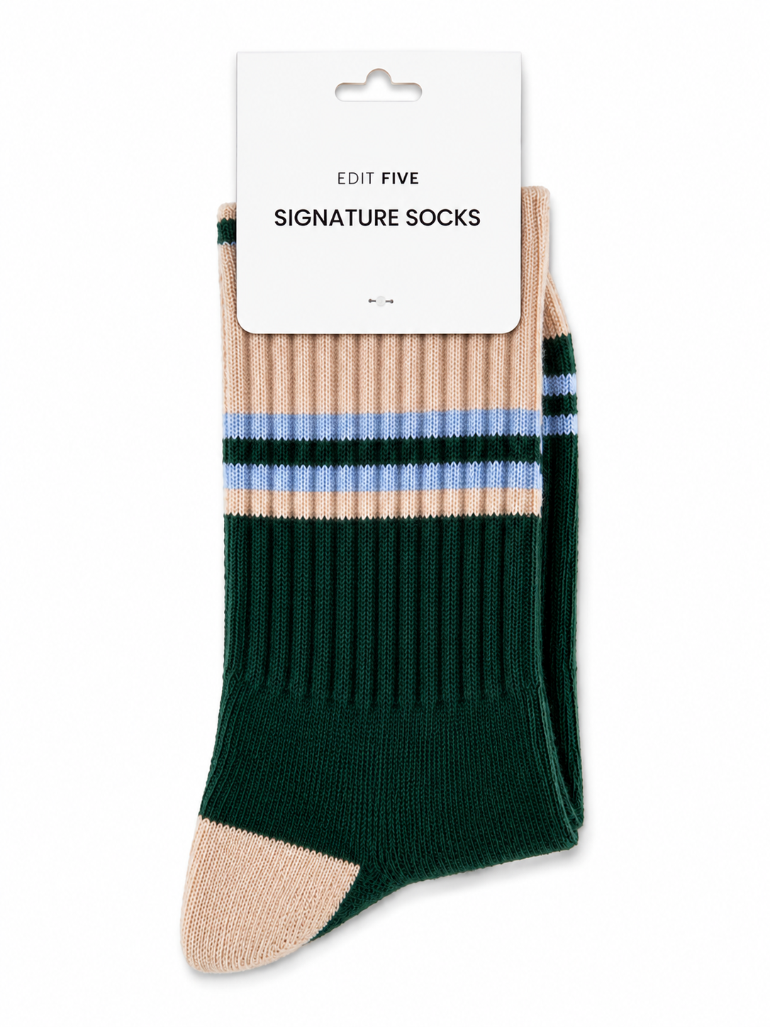 Soft green, peach and blue striped socks for women with a durable wool-blend construction and flexible fit, ideal for casual outfits, lounging, weekend wear and colourful sock gifts.