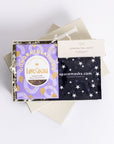 Well done you, congratulations gift box with Love Cocoa Congratulations chocolate slab, 3x Scented tea lights set and Space self-heating eye mask. Perfect for mum, dad, sister, friend, employee, client, daughter, son.