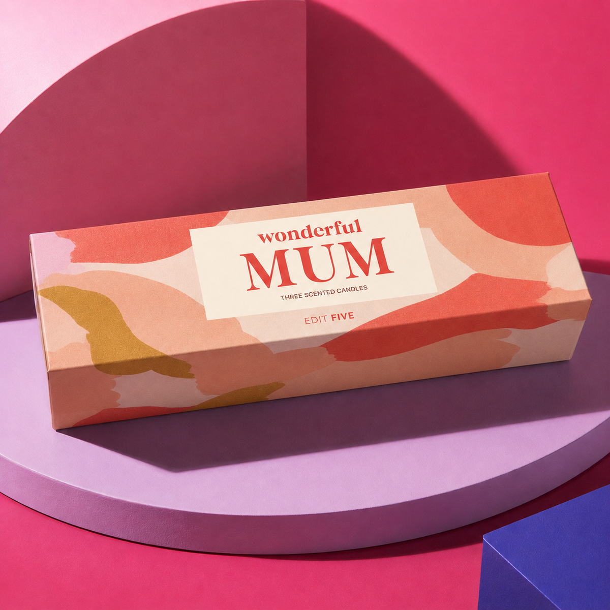 Premium scented candle gift set for Mum, with three elegant gold tin candles presented in a contemporary magnetic gift box designed in the UK.