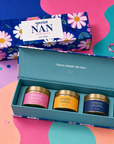 “Special Nan” luxury candle gift set featuring three scented gold candle tins presented inside an elegant magnetic keepsake box, perfect as a thoughtful gift for Nan.