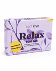 Luxury handmade lavender and lemongrass soap bar featuring natural essential oils, a rich lather and bright botanical artwork—perfect as a relaxing gift for her.