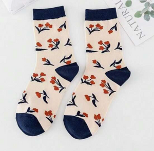 Flower print socks