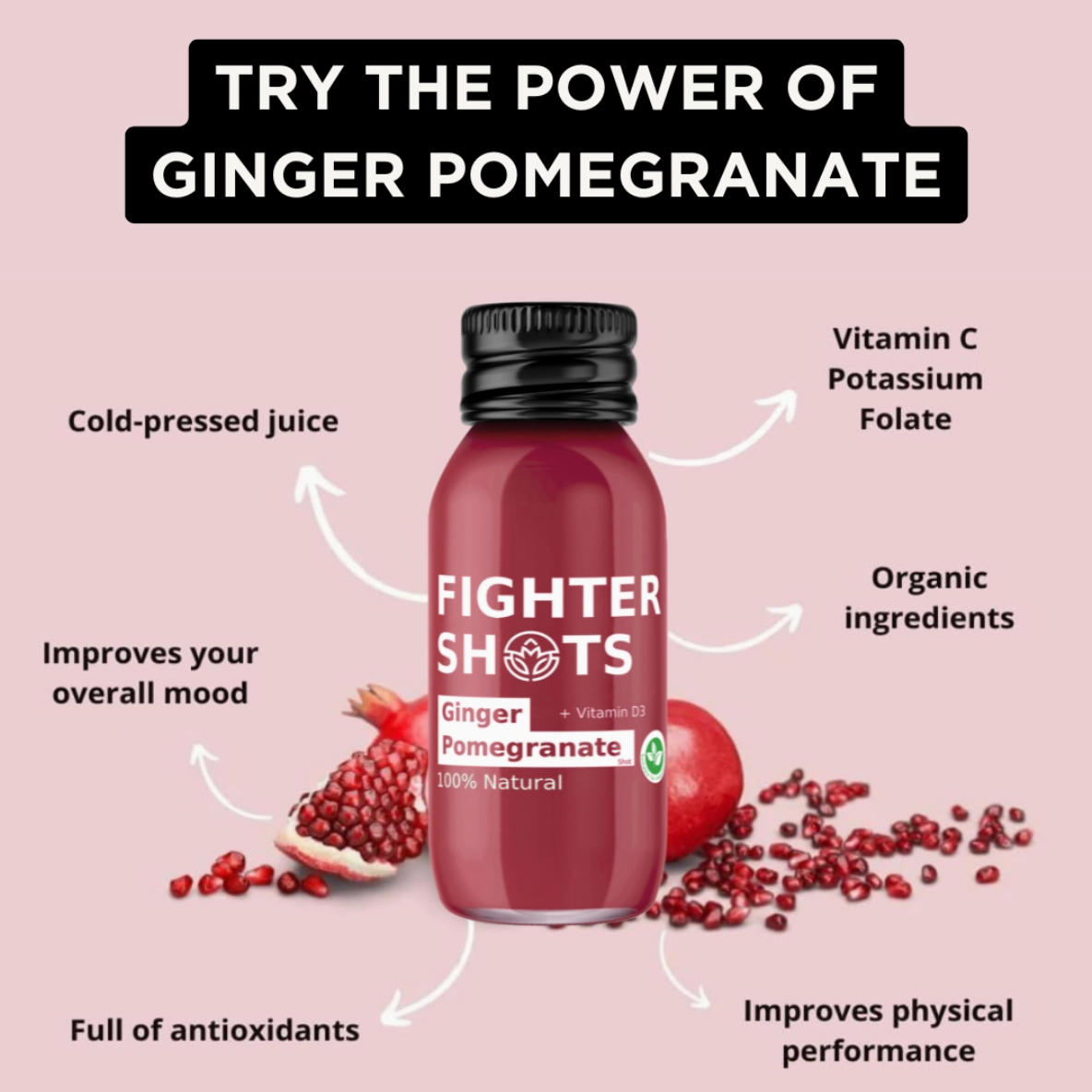 Ginger + Pomegranate + Vitamin D3 Fighter shot