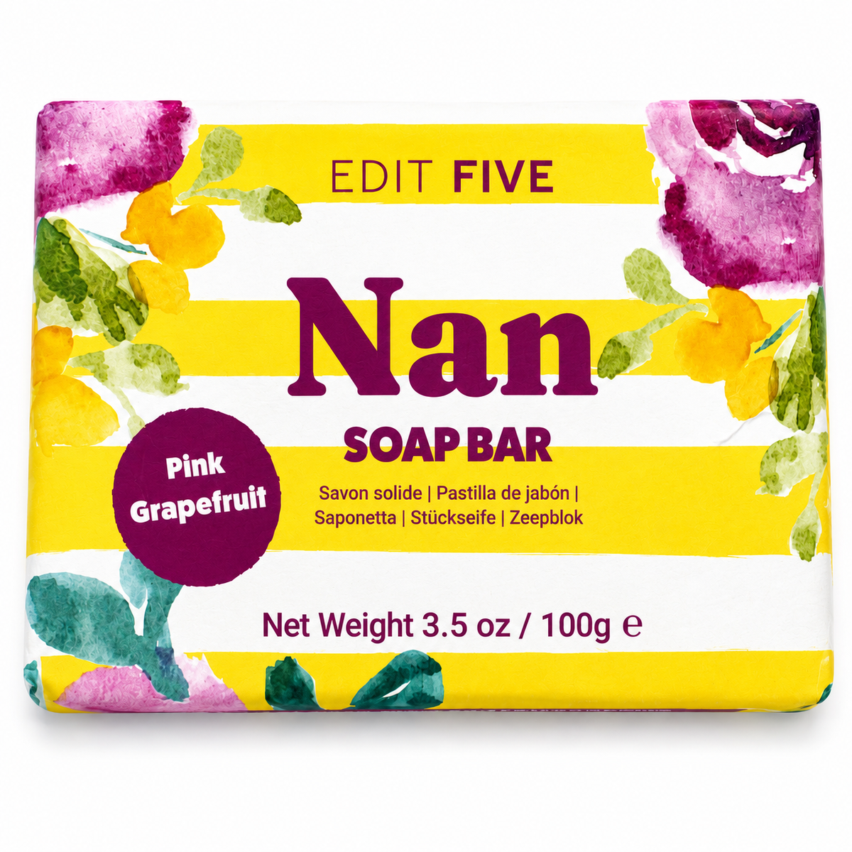 Luxury handmade soap for Nan with refreshing pink grapefruit essential oil, a rich everyday lather and cheerful botanical packaging, perfect for birthday and Christmas gifting.